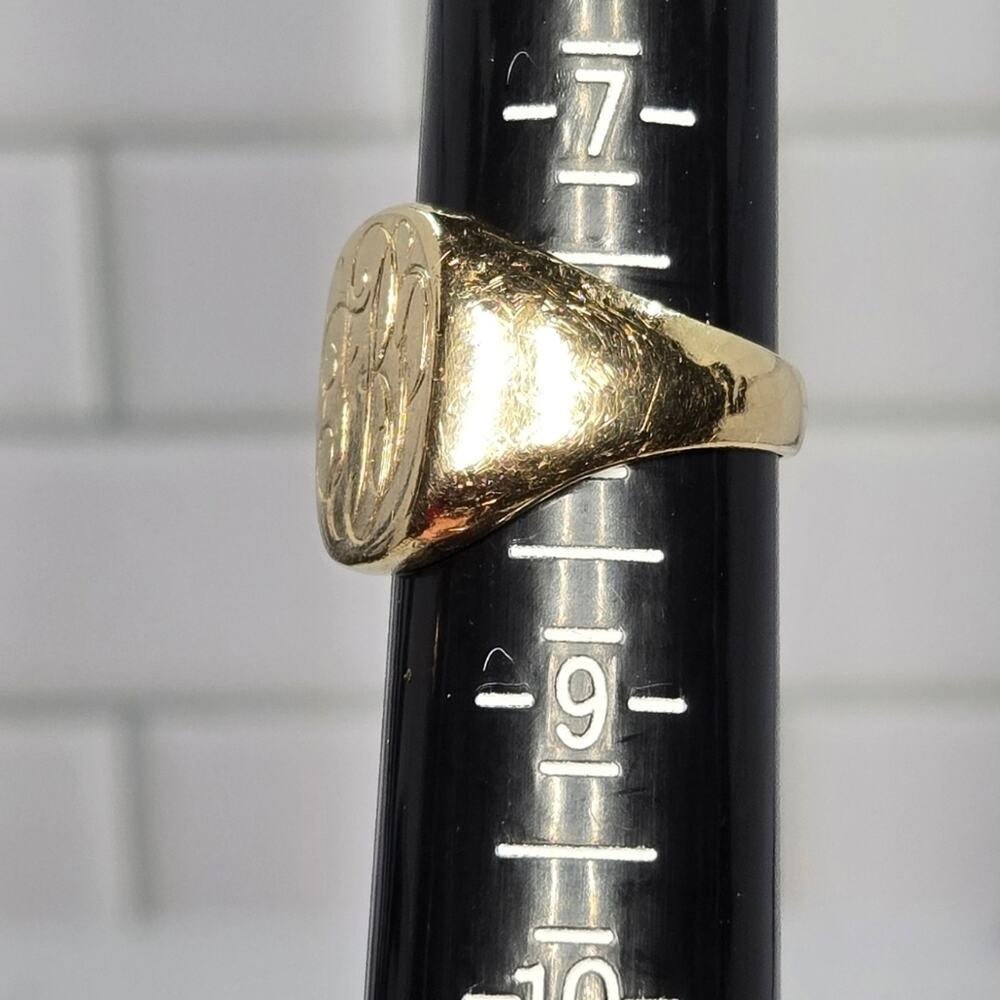 Vintage SZ 8 14k Yellow Gold 14.59G Initial Signet Ring - Picture 6 of 9